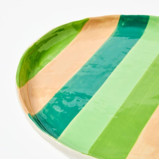 Tuscany Green Stripe Round Platter