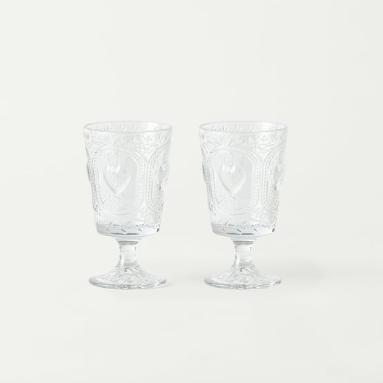 Heart Clear Wine Glass Pack of 2