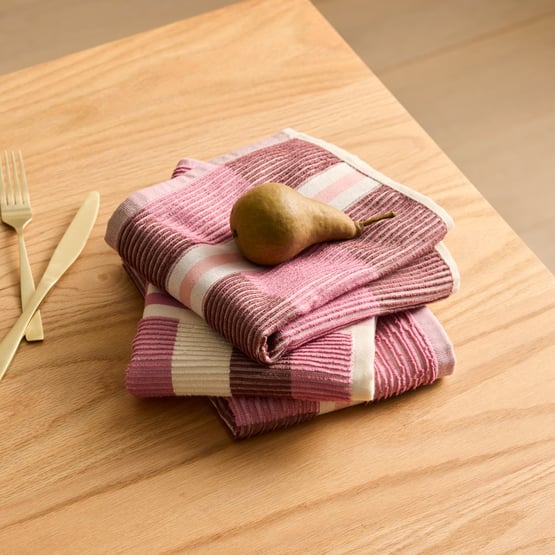 Australian Cotton Burgundy Rose Stripe Tea Towel Pack of 3