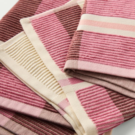 Australian Cotton Burgundy Rose Stripe Tea Towel Pack of 3