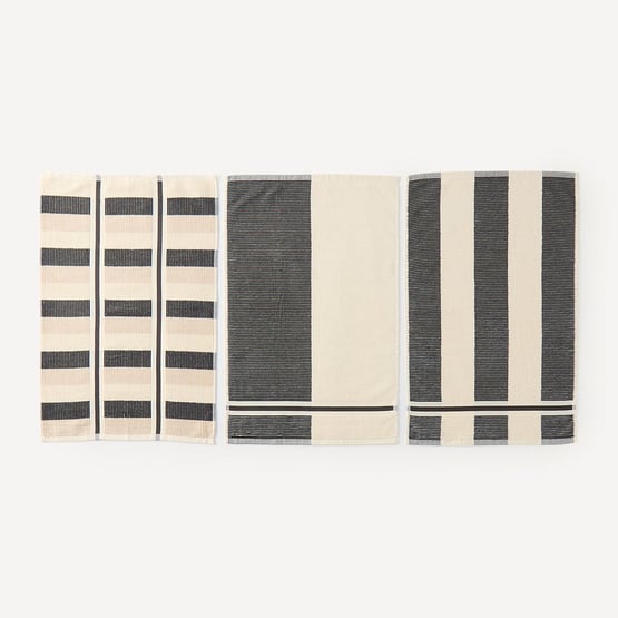 Australian Cotton Liquorice Stripe Tea Towel Pack of 3