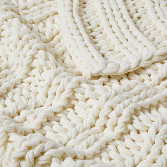 Newport White Chunky Knit Throw