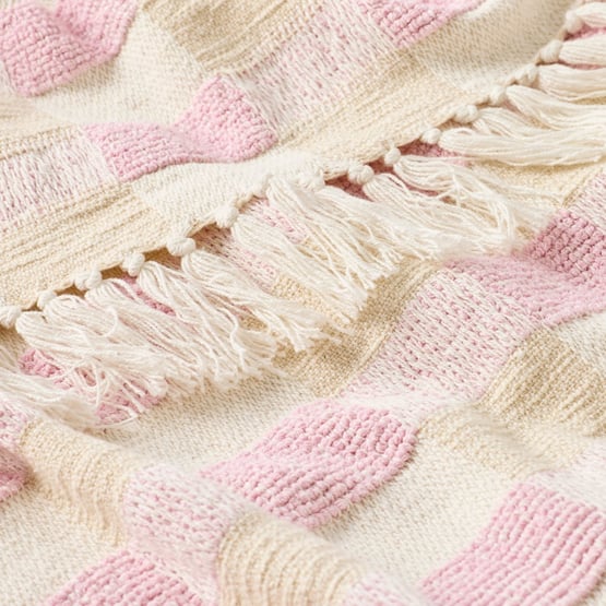 Chicago Light Lilac & Natural Check Throw