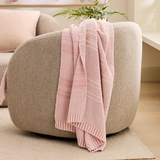 Buxton Blush Knit Throw