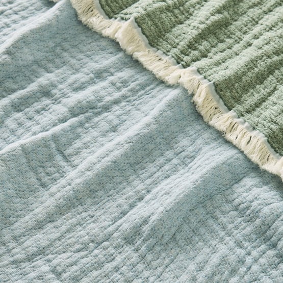 European Collection Chambray Blue & Hunter Green Elio Throw