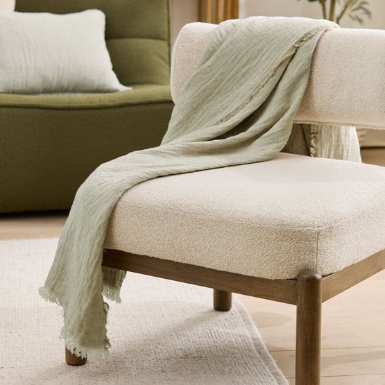 Belgian Vintage Wash Linen Marle Gum Leaf Throw