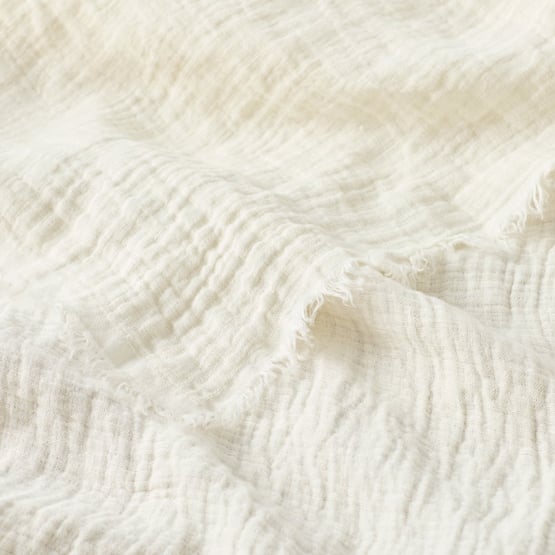 Belgian Vintage Wash Linen White Throw