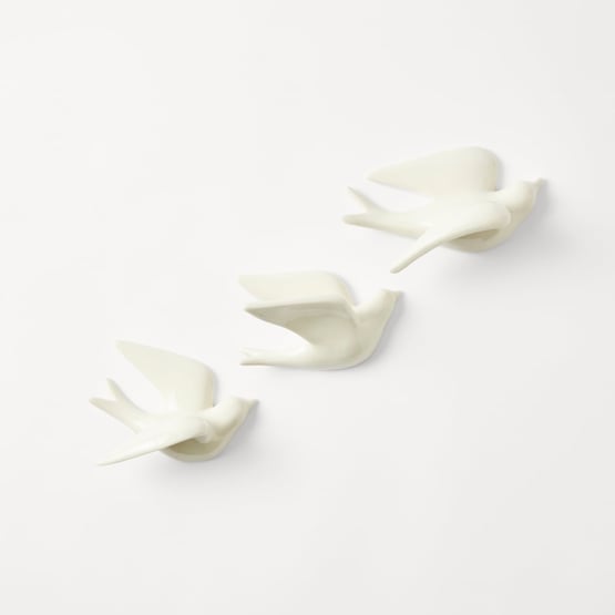 Flying Swallow White Birds Set of 3