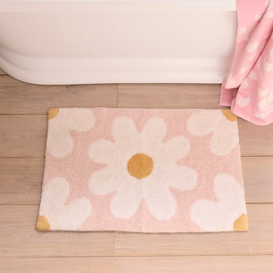 Daisy Floral Pink Bath Mat