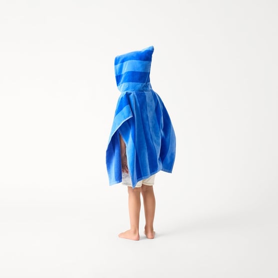 Kids Blue Stripe Beach Hooded Towel