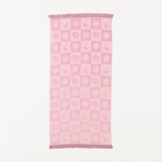 Kids Pink Shell Palm Beach Towel