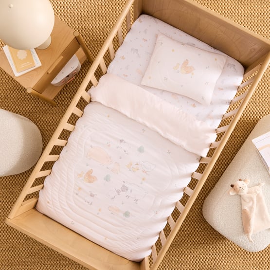 Farm Family Off White Cot Quilt Cover Set