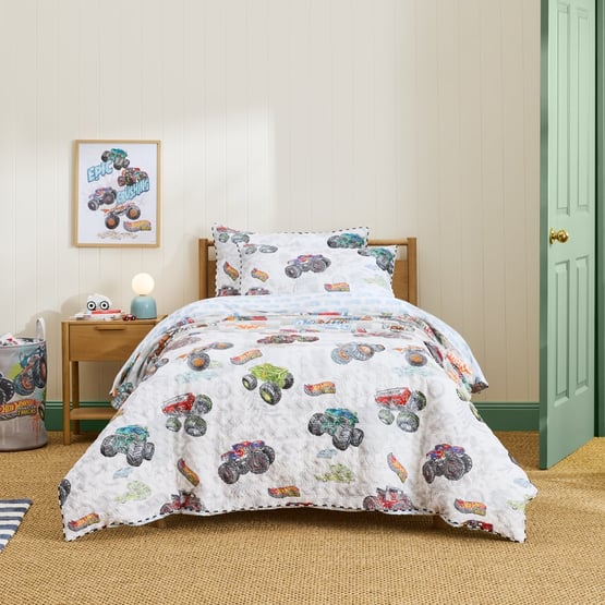 Mattel Hot Wheels Monster Trucks Quilted Quilt Cover Set