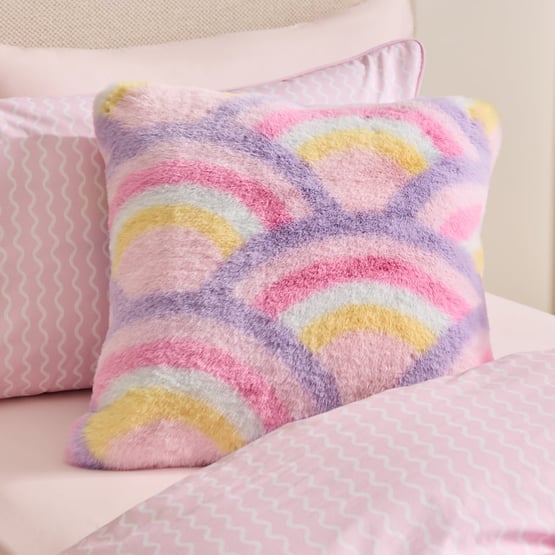 Frankie Rainbow Faux Fur Cushion