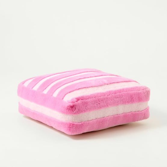 Recycled Faux Fur Pink Stripe Floor Cushion