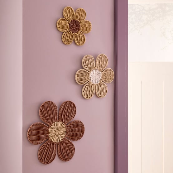 Flower Poly Rattan Wall Décor Pack of 3