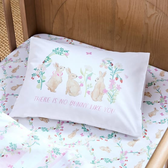 Floral Bunny Cot Pillowcase