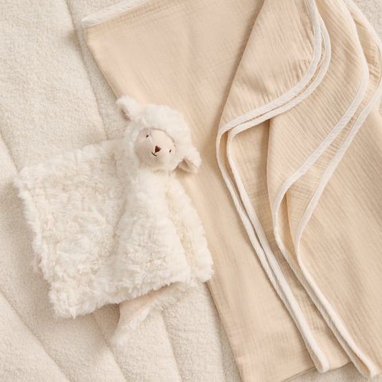Sheep Natural Baby Comforter & Swaddle Bundle
