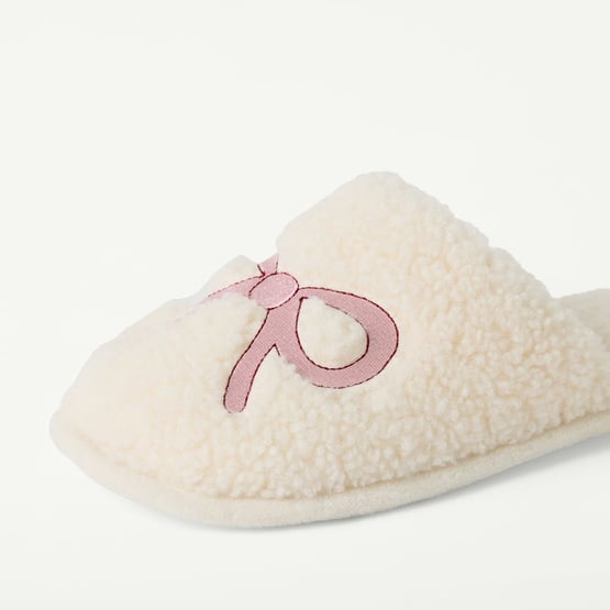 Bow Natural Sherpa Slipper
