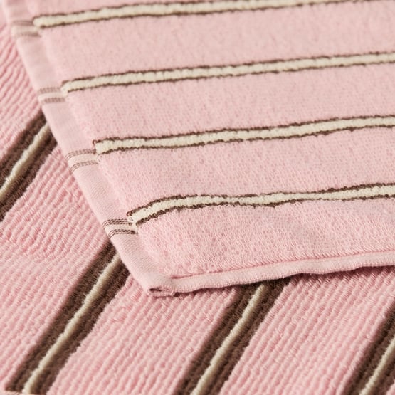 European Lincoln Pink Blossom & Truffle Stripe Turkish Cotton Towel Range