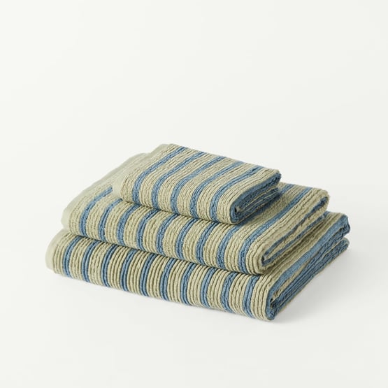 Flinders Seaspray & Harbour Blue Stripe Towel Range