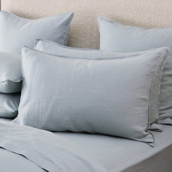 Vintage Washed Linen Dusty Blue Pillowcases