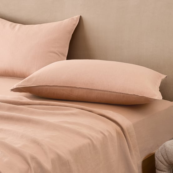 Vintage Washed Linen Nude Pink Sheet Separates