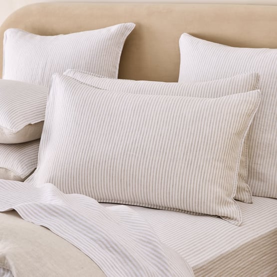 Vintage Washed Linen Linen & White Stripe Pillowcases