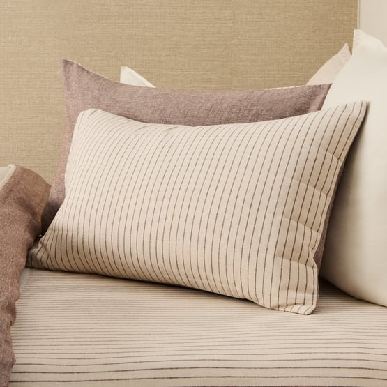 Linen Cotton Nutmeg Stripe Quilted Pillowcases