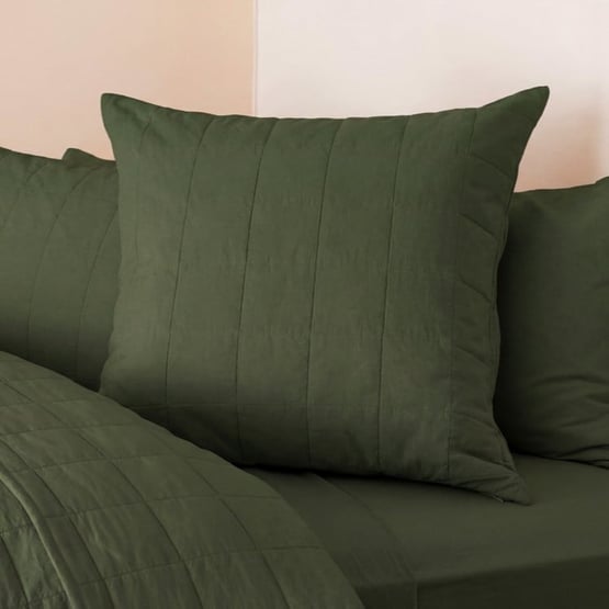 Stonewashed Cotton Basil Quilted Grid Pillowcases