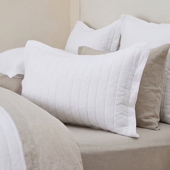 Vintage Washed Linen White Quilted Pillowcases