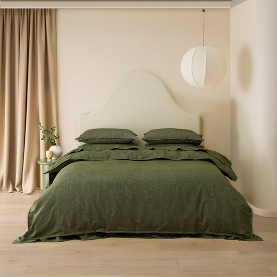 Melange Olive Flannel Quilt Cover Set + Separates