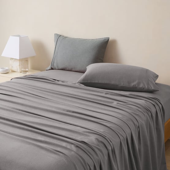Brushed Cotton Wool Ash Grey Sheet Set
