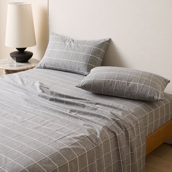 Fiore Mini Grid Grey Flannel Sheet Separates