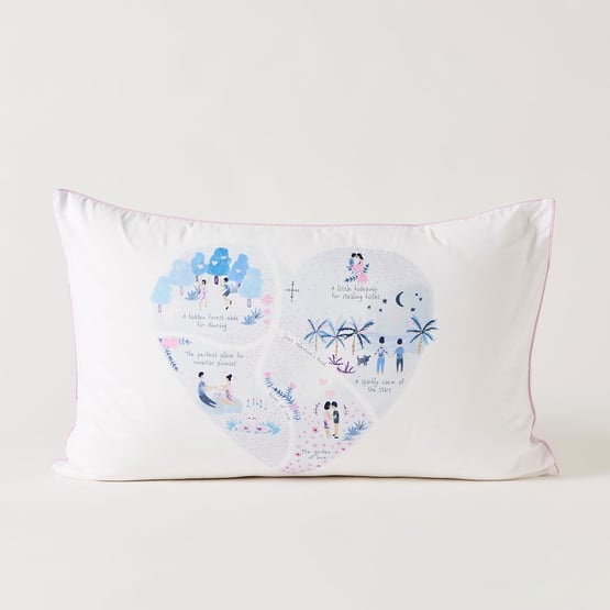 Map Of My Heart White Text Pillowcase