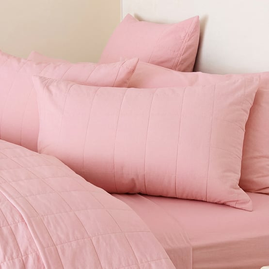 Stonewashed Cotton Peony Quilted Coverlet Separates