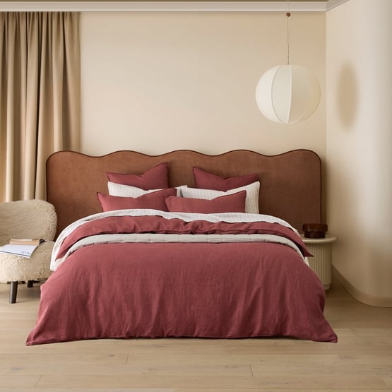 Vintage Washed Linen Redwood Quilt Cover Set + Separates