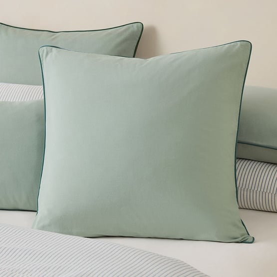 Stonewashed Cotton Mineral & Seapine Piped Pillowcases