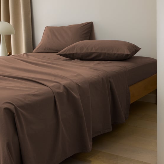 Stonewashed Cotton Chocolate Sheet Separates