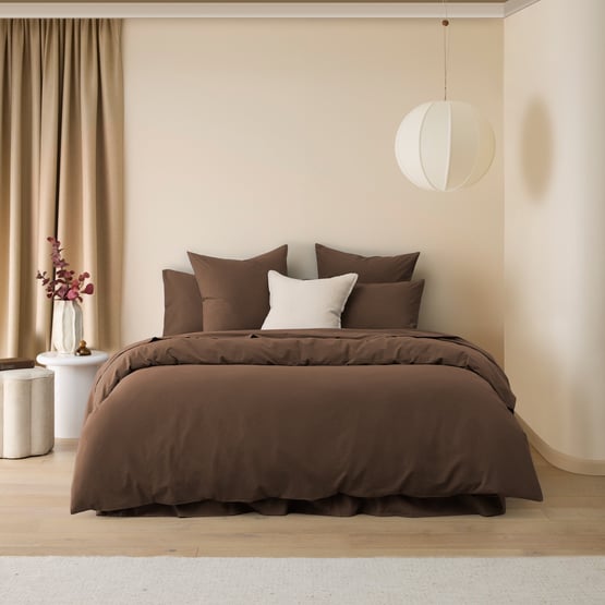 Stonewashed Cotton Chocolate Bedlinen Quilt Cover Separates