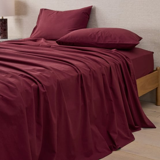 Stonewashed Cotton Burgundy Sheet Separates