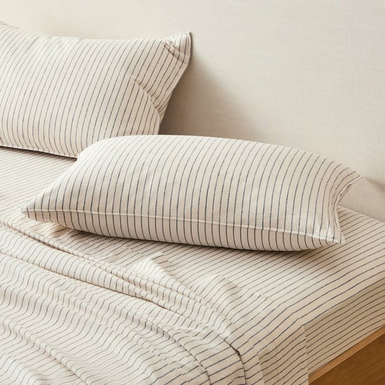 Bluestone Stripe Linen Cotton Sheet Set