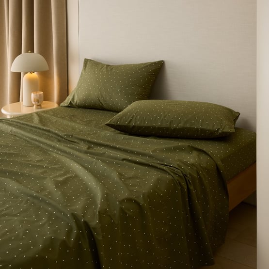 Olive Polka Dots Sheet Set
