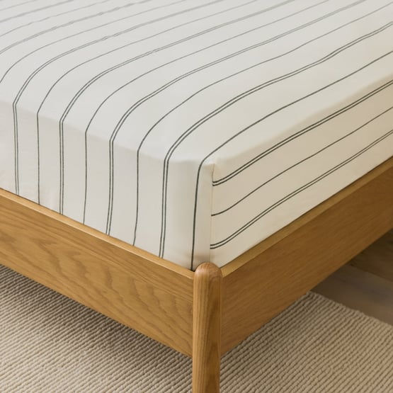 Stonewashed Cotton Basil & Coconut Pencil Stripe Sheet Separates 