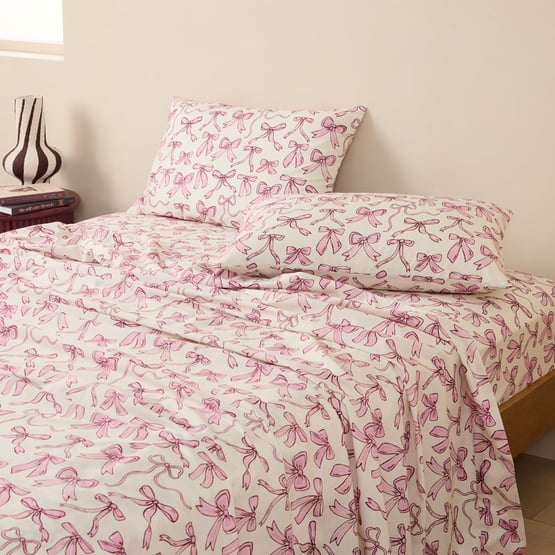 Isabelle White Bow Printed Sheet Set