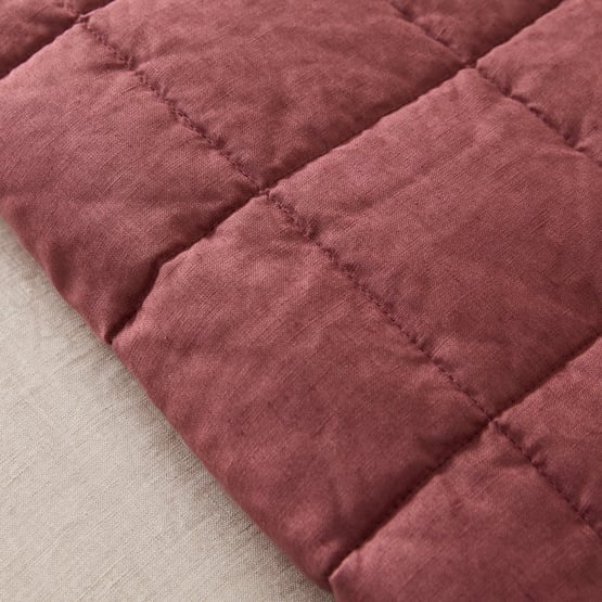 Vintage Washed Linen Redwood Quilted Bedcover
