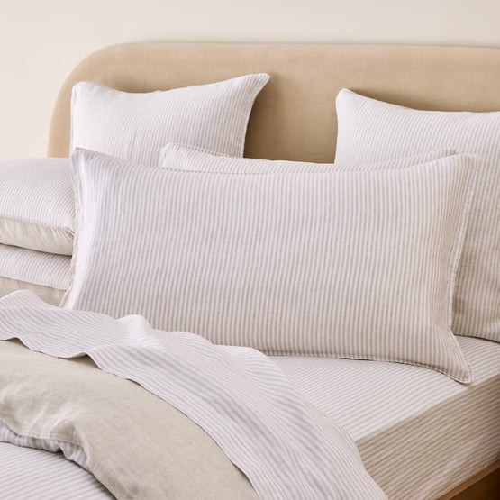 Vintage Washed Linen Linen & White Stripe Pillowcases