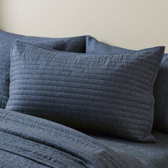 Melange Navy Flannel Quilted Pillowcases 