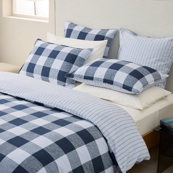 Linen Cotton Denim Check Pillowcases