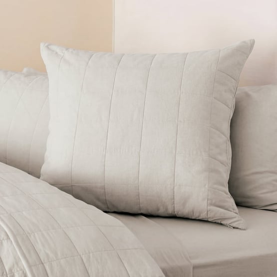 Stonewashed Cotton Moon Grey Quilted Pillowcases